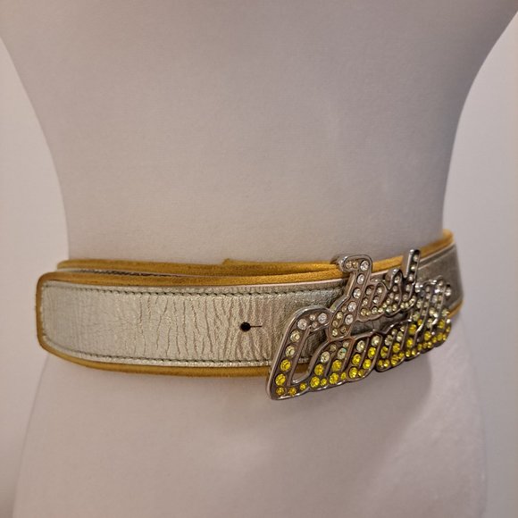 Just Cavalli Women\'s Leather Silver Yellow Crystal Belt IT 80 main image 6